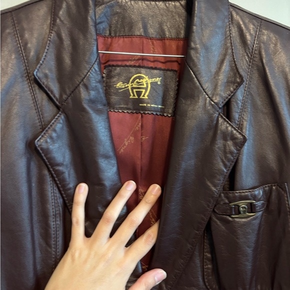 Vintage Genuine Leather Red Wine Women's Office Jacket Blazer -Size Medium/Large - Picture 7 of 14